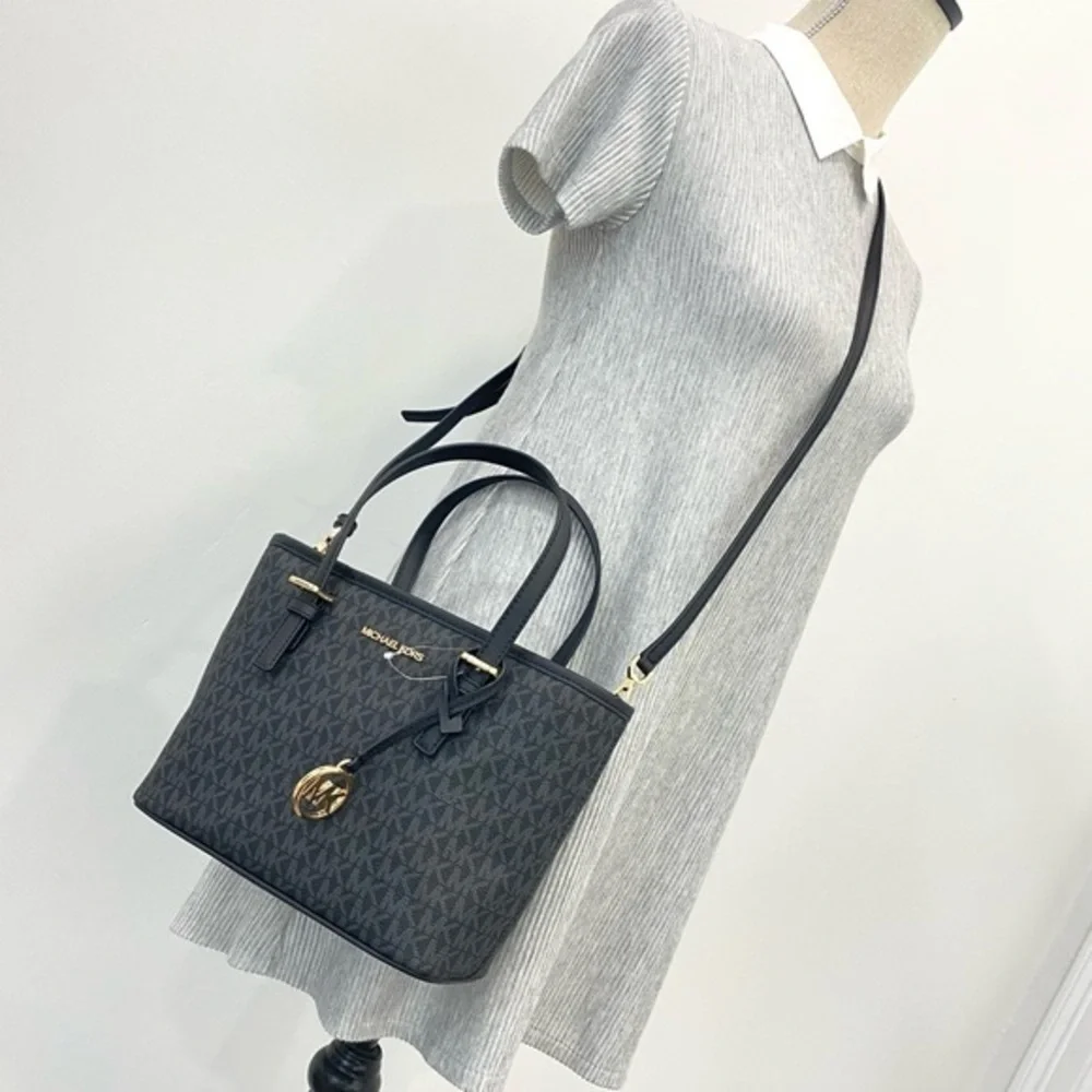 Michael Kors Jet Set Travel Extra-Small Logo Top-Zip Tote Satchel Crossbody Bag